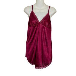 Tracey Womens Burgundy Lingerie Top With Lace Trim & Adjustable Straps